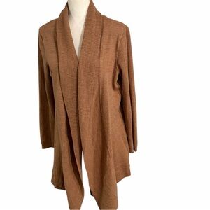 Fenn Wright Manson Camel-brown Open Front Cardigan sz XL Italian Merino Wool EUC